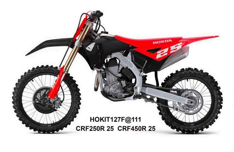 UFO KOMPLET PLASTIKÓW (FULL KIT) Z OSŁONAMI TELESKOPÓW (AMORTYZATORÓW) HONDA CRF250 R / CRF450 R 2025-, KOLOR CZERWONY / CZARNY (1)