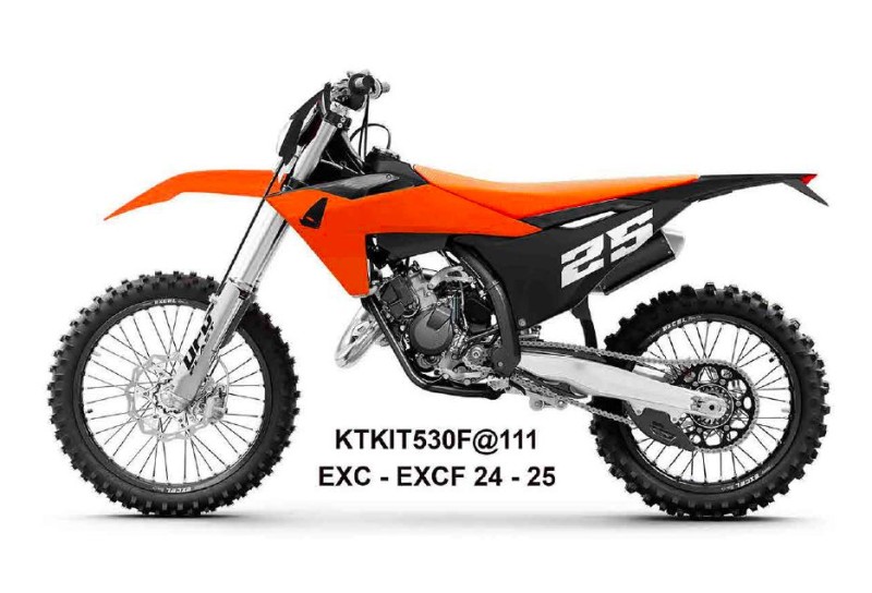 UFO KOMPLET PLASTIKÓW (FULL KIT) Z OSŁONAMI TELESKOPÓW (AMORTYZATORÓW) KTM EXC 150 / 250 / 300 TBI '24-'25, EXC-F 250 / 350 / 450 / 500 '24-'25 KOLOR POMARAŃCZOWY / CZARNY (1)