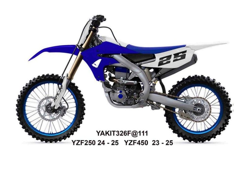 UFO KOMPLET PLASTIKÓW (FULL KIT) Z OSŁONAMI TELESKOPÓW (AMORTYZATORÓW) YAMAHA YZ250F 24-25, YZ450F 23-25 KOLOR NIEBIESKI / BIAŁY (1)