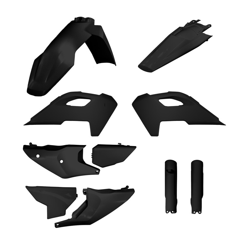 POLISPORT KOMPLET PLASTIKÓW (FULL KIT) HUSQVARNA TE/FE TPI '24-'25 W ZESTAWIE OSŁONY AMORTYZATORÓW KOLOR CZARNY (1)