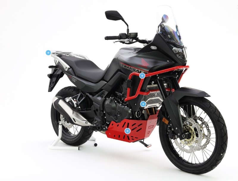 CROSSPRO GMOLE ALUMINIOWE OSŁONY SILNIKA I CHŁODNIC HONDA XL 750 TRANSALP '23-.25 KOLOR CZARNY (PASUJĄ DO ORYGINALNEJ PŁYTY POD SILNIK) (1)