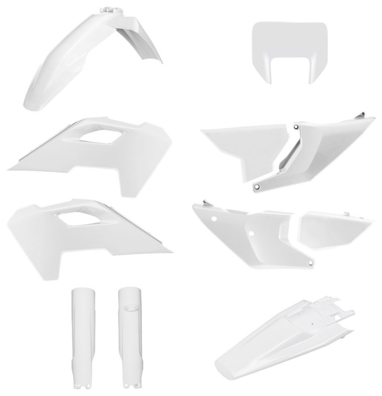 POLISPORT KOMPLET PLASTIKÓW (FULL KIT) HUSQVARNA TE/FE TPI '24-'25 W ZESTAWIE OSŁONA LAMPY PRZEDNIEJ I OSŁONY AMORTYZATORÓW KOLOR BIAŁY (1)