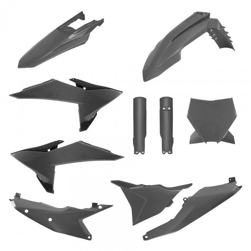 POLISPORT KOMPLET PLASTIKÓW (FULL KIT) KTM SX/SX-F/XC/XC-F '25-'26 W ZESTAWIE TABLICA PRZEDNIA I OSŁONY AMORTYZATORÓW KOLOR SZARY (N-GRAY) (1)