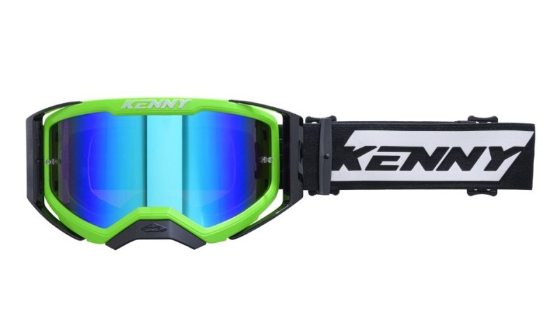 KENNY RACING GOGLE PERFORMANCE EVO 2 NEON GREEN MIRROR LENS-LUSTRO KOLOR ZIEOLNY FLUO/ BIAŁY/CZARNY (1)