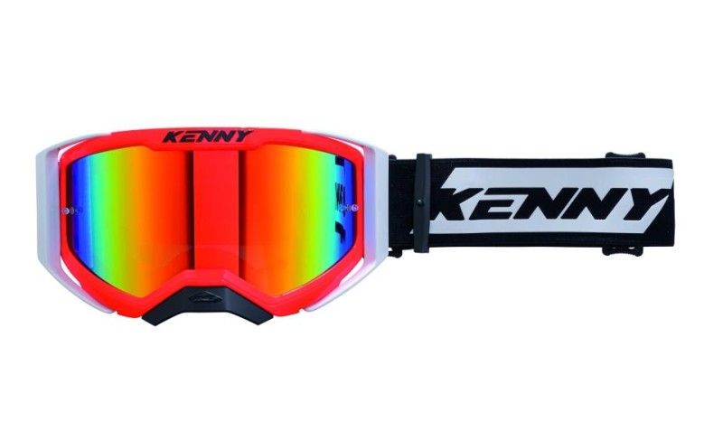KENNY RACING GOGLE PERFORMANCE EVO 2 NEON RED MIRROR LENS- LUSTRO KOLOR CZERWONY/CZARNY/BIAŁY (1)