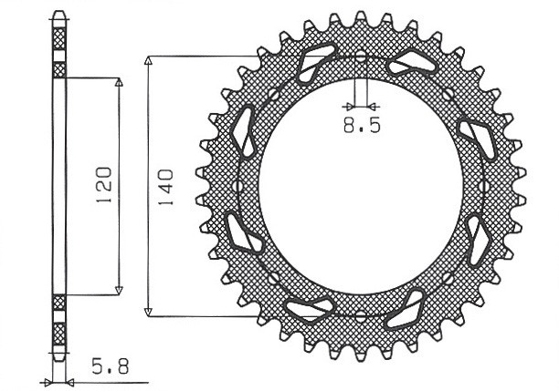 SUNSTAR ZĘBATKA TYLNA 491 43 KAWASAKI KLR 650C '95-'03 (JTR487.43) (ŁAŃC. 520) (49143JT) (1)