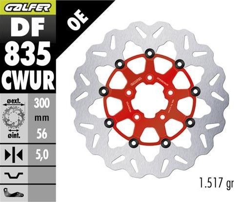 GALFER TARCZA HAMULCOWA PRZÓD HARLEY-DAVIDSON (300X56X5) PŁYWAJĄCA KOLOR CZERWONY (1)