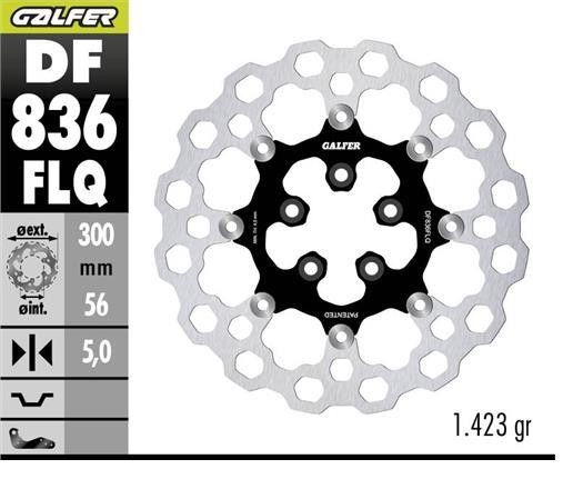 GALFER TARCZA HAMULCOWA TYŁ HARLEY-DAVIDSON (300X56X5) PŁYWAJĄCA (QUBIQ) (1)