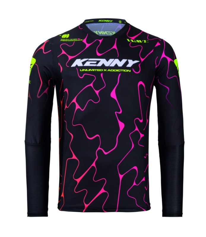 KENNY RACING KOSZULKA CROSS/ENDURO PERFORMANCE KID/JUNIOR/DZECIĘCE WAVE BLACK KOLOR CZARNY ROZMIAR XXXS ( 5/6 LAT) (1)