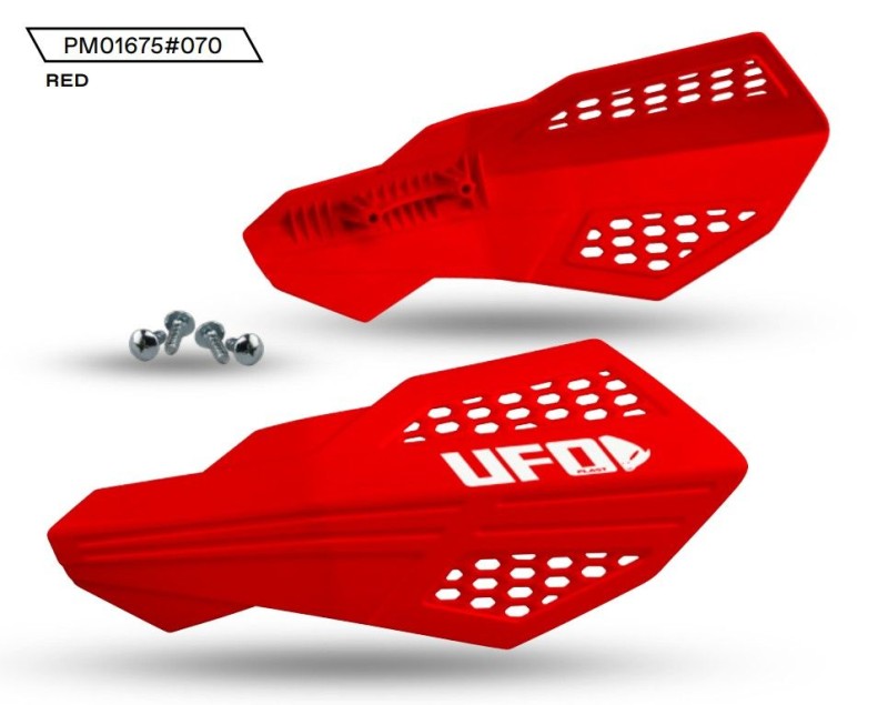 UFO OSŁONY RĄK (HANDBARY) HORUS KOLOR CZERWONY (LISTKI - POTRZEBNE MOCOWANIE PM01669, PM01665, PM01666 LUB PM01667) (1)