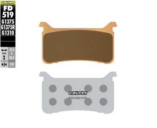 GALFER KLOCKI HAMULCOWE KH700 SPIEK METALICZNE (ZŁOTE) SPORT PRZÓD (2)