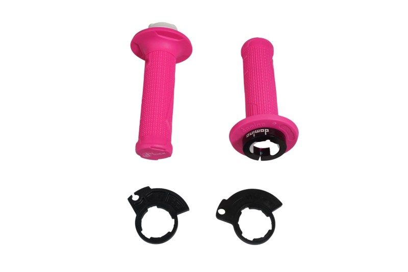 DOMINO MANETKI (GRIPY) OFF ROAD D-LOCK NA JEDNĄ LINKE 2T (Z ADAPTERAMI ROLGAZU - KTM, HUSQVARNA, GASGAS, HONDA, KAWASAKI, SUZUKI, YAMAHA I INNE) KOLOR CZARNY (1)