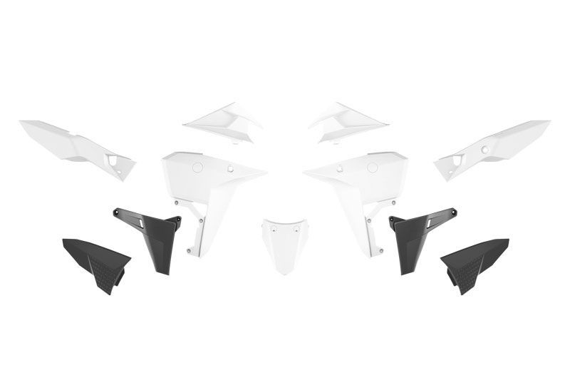 RACETECH (RTECH) 2025/12 KOMPLET PLASTIKÓW (REVOLUTION) (BEZ PRZEDNIEGO BŁOTNIKA) KOVE X PRO / RALLY 800 '24-'25 KOLOR BIAŁY / CZARNY (1)