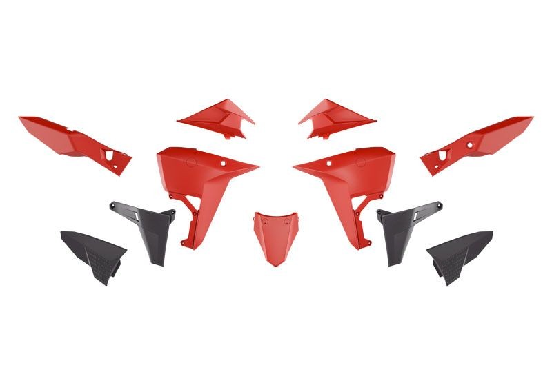 RACETECH (RTECH) 2025/12 KOMPLET PLASTIKÓW (REVOLUTION) (BEZ PRZEDNIEGO BŁOTNIKA) KOVE X PRO / RALLY 800 '24-'25 KOLOR CZARNY / CZERWONY (1)