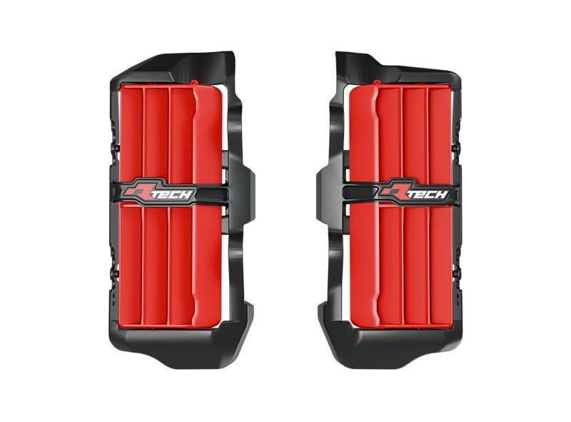 RACETECH (RTECH) 2025/12 OSŁONY (KRATKI) WLOTÓW CHŁODNIC POWIĘKSZONYCH BETA RR 125 / 200 / 250 / 300 X-PRO / RACE '25, RR 350 / 390 / 430 / 450 / 480 X-PRO / RACE '25, KOLOR CZARNY / CZERWONY (1)