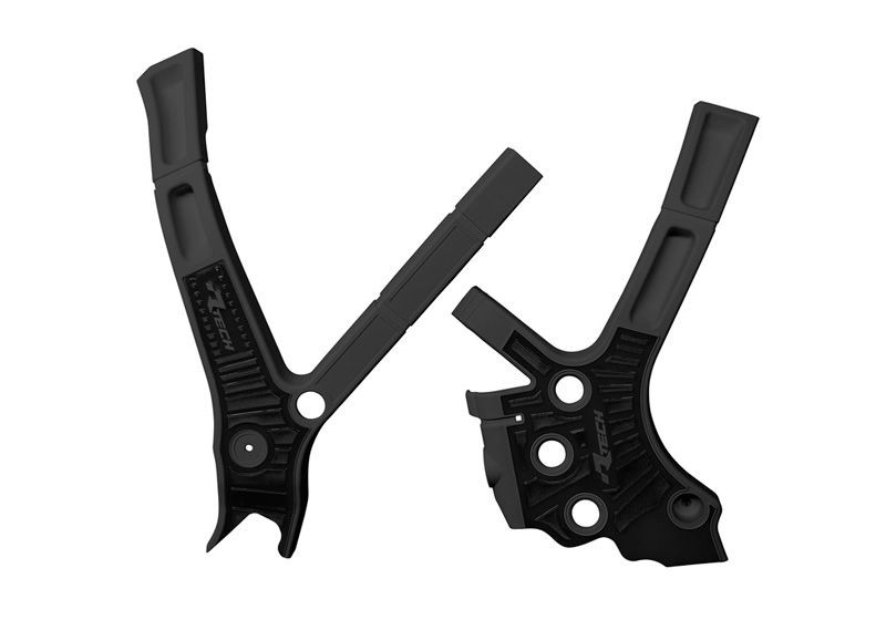 RACETECH (RTECH) 2025/12 OSŁONY RAMY (KOMPLET) BI-MATERIAL SUPER GRIP YAMAHA YZ 125 / 250 '05-'24, FANTIC XE / XX 125 / 250 / 300 '21-'24 KOLOR CZARNY (1)