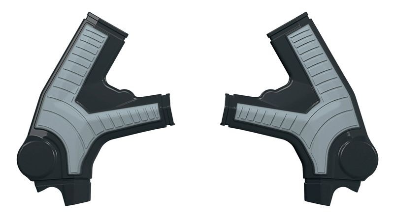 RACETECH (RTECH) 2025/12 OSŁONY RAMY (KOMPLET) BI-MATERIAL SUPER GRIP SURRON ULTRA BEE '23-'25 KOLOR CZARNY / SZARY (1)