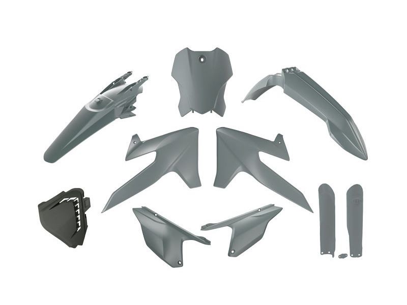 RACETECH (RTECH) 2025/12 KOMPLET PLASTIKÓW Z OSŁONAMI TELESKOPÓW TRIUMPH TF 250 X '24-'26, TF 450 RC '25-'26 KOLOR SZARY (1)