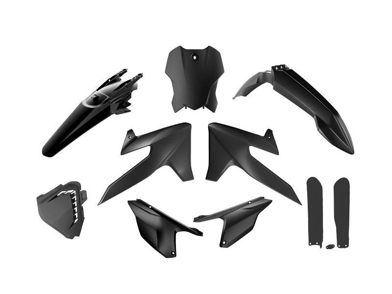 RACETECH (RTECH) 2025/12 KOMPLET PLASTIKÓW Z OSŁONAMI TELESKOPÓW TRIUMPH TF 250 X '24-'26, TF 450 RC '25-'26 KOLOR CZARNY (1)