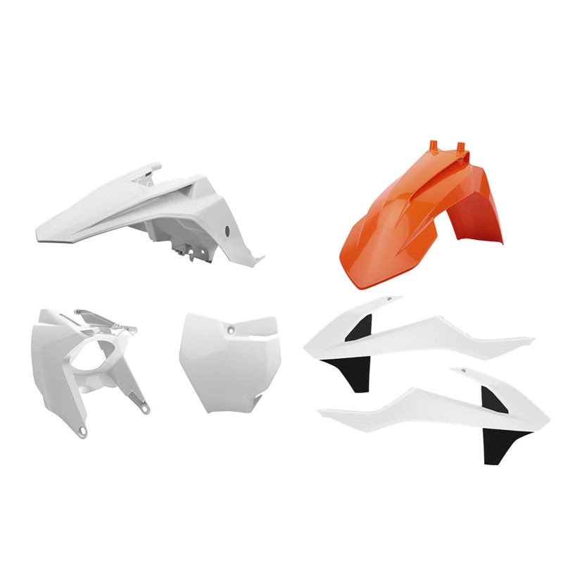 POLISPORT KOMPLET PLASTIKÓW KTM SX 65 '16-'23 ZESTAW ZAWIERA OSŁONĘ FILTRA POWIETRZA (AIRBOX) KOLOR BIAŁY POMARAŃCZOWY (OEM) (1)