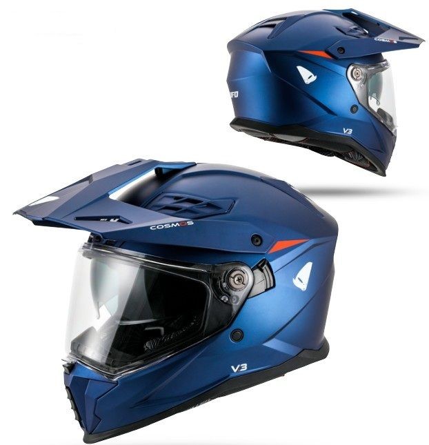 UFO KASK COSMOS OFFROAD / DUAL / TOURER / CROSSOVER Z SZYBĄ, DASZKIEM I BLENDĄ PRZECIWSŁONECZNĄ KOLOR NIEBIESKI/CZERWONY ROZMIAR L ( ECE 22R06 ) - KOLEKCJA 2026 (1)