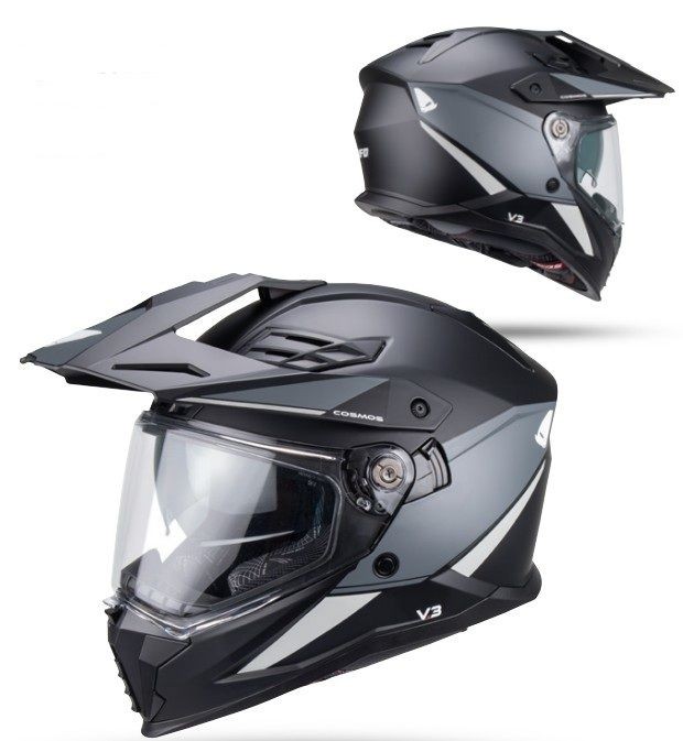 UFO KASK COSMOS OFFROAD / DUAL / TOURER / CROSSOVER Z SZYBĄ, DASZKIEM I BLENDĄ PRZECIWSŁONECZNĄ KOLOR CZARNY/SZARY ROZMIAR XL ( ECE 22R06 ) - KOLEKCJA 2026 (1)