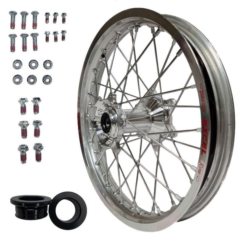 REX WHEELS (EXCEL) PROMOCJA KOMPLETNE KOŁO TYLNE 18 CALI 18-2,15 YAMAHA YZF 250/450 ' 09-, SREBRNA OBRĘCZ / SREBRNA PIASTA / SREBRNE SZPRYCHY / SREBRNA NYPLE (1)