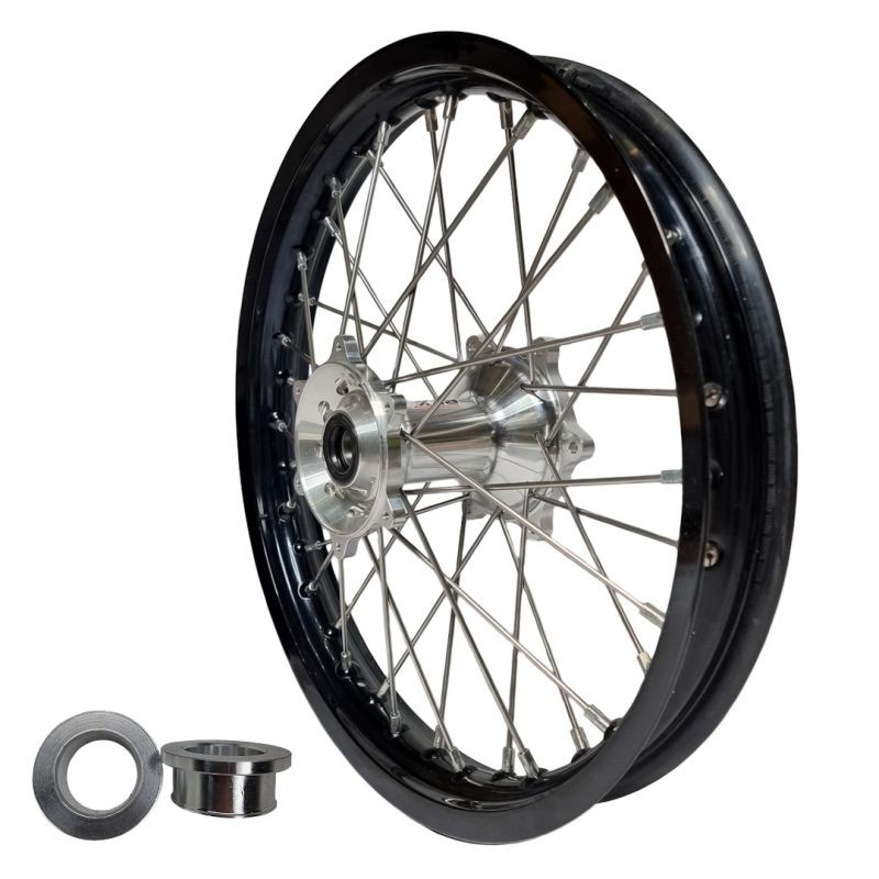 REX WHEELS KOMPLETNE KOŁO TYLNE REX 19 CALI 19-2,15 CZARNA FELGA/SREBRNA PIASTA 25MM/SREBRNE SZPRYCHY YAMAHA YZ/YZF 250/450 '09-'23 (1)