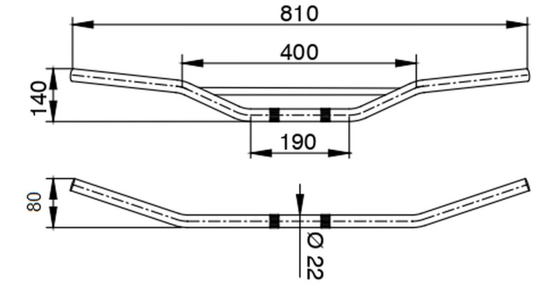 BUZZETTI KIEROWNICA STALOWA Z POPRZECZKĄ ŚREDNICA 22MM KOLOR CZARNY (1)