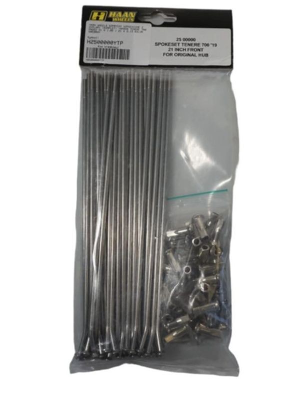 HAAN WHEELS SZPRYCHY WZMOCNIONE Z NYPLAMI (KOMPLET) YAMAHA TENERE 700 PRZÓD 21 X 1,85 / 21 X 2,15 (PROFIL MT) KOLOR SREBRNY (1)