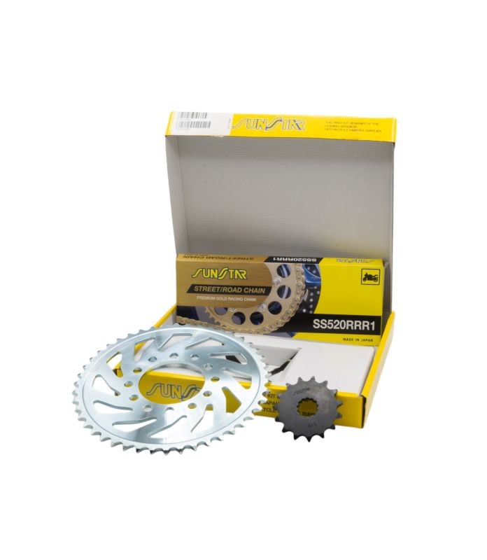 SUNSTAR ZESTAW NAPĘDOWY YAMAHA MT 03 660 '06-'12 PLUS ZŁOTY (15/47/112) (DO 1000CC XW RING) (SUN38715/SUN1-3541-47/SS520RRR1-112G) - ZASTĘPUJE K520RTG024 - MADE IN JAPAN - OFERTA SPECJALNA (1)