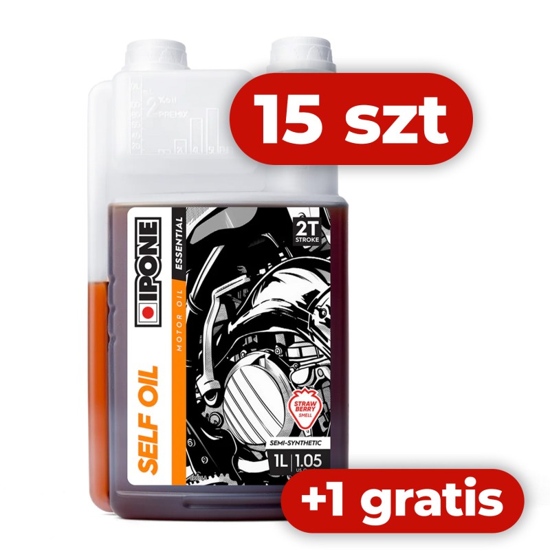 IPONE SELF OIL 2T OLEJ DO MIESZANKI SEMISYNTETYK 1L TRUSKAWKA (Z DOZOWNIKIEM) (AKC) (15) ZASTĘPUJE 800352 KARTON 15 SZTUK+ 1 SZTUKA GRATIS (1)