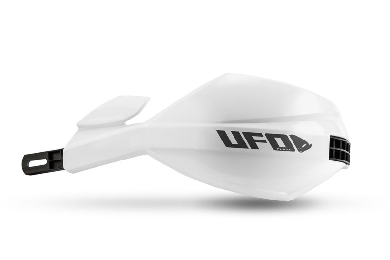 UFO OSŁONY RĄK (HANDBARY) MUGAN UNIWERSALNE KOMPLET Z MOCOWANIEM NA KIEROWNICĘ 22 I 28MM KOLOR BIAŁY (1)