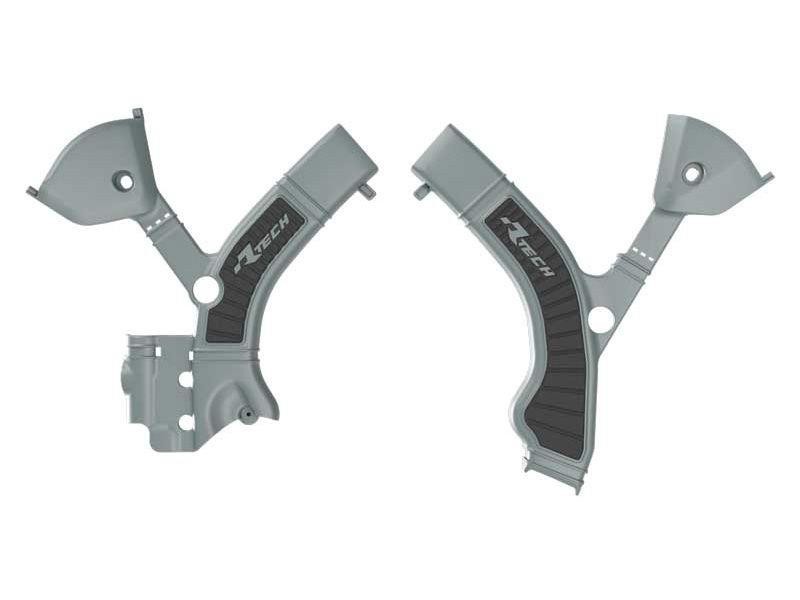 RACETECH (RTECH) 2025/12 OSŁONY RAMY (KOMPLET) BI-MATERIAL SUPER GRIP TRIUMPH TF 250 X / 450 RC '24-'26 KOLOR SZARY / CZARNY (1)