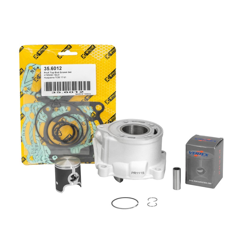 PROMX CYLINDER KOMPLETNY ( CYLINDER + TŁOK VERTEX 23429AB + TOP-END PROX ) KTM SX 50 '09-'23 , HUSQVARNA TC '17-'23 , GAS GAS MC 50 '21-'23 (STD. BORE 39,50MM) (1)