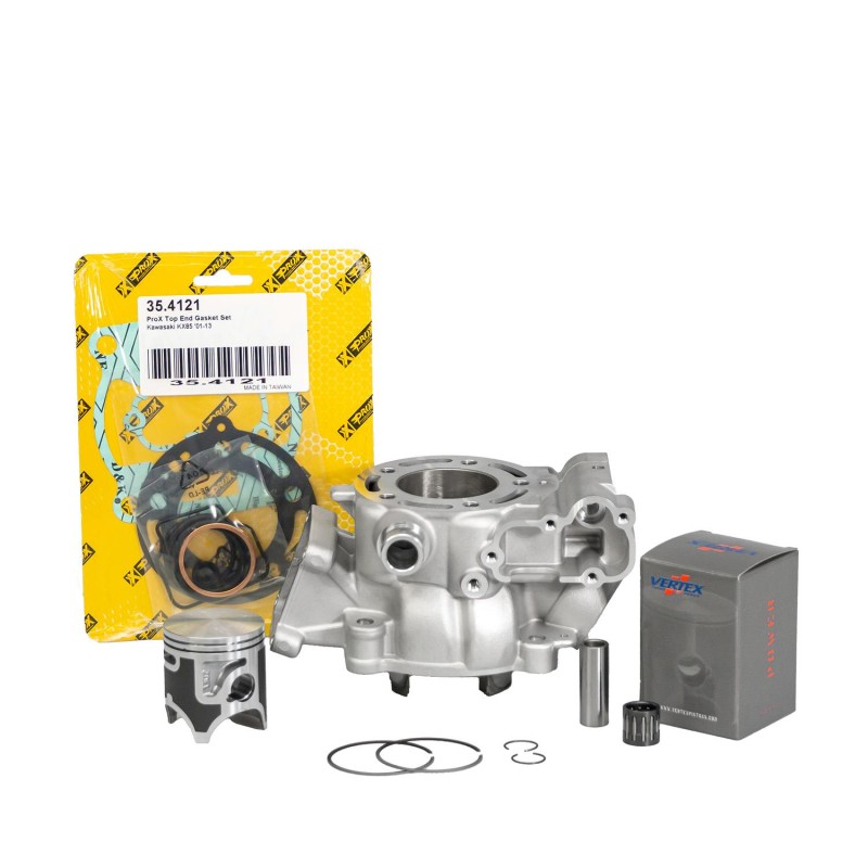 PROMX CYLINDER KOMPLETNY ( CYLINDER + TŁOK VERTEX + USZCZELKI TOP-END PROX + ŁOŻYSKO ) KAWASAKI KX85 06-13 STANDARD ( 48,50 MM ) NICASYL (1)