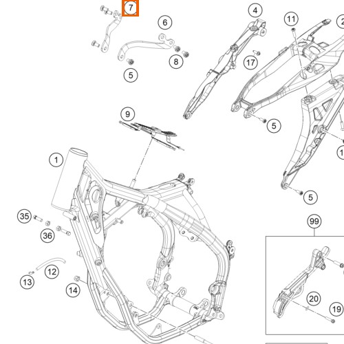 Wspornik mocowanie głowicy prawe KTM Husqvarna 125  (1)