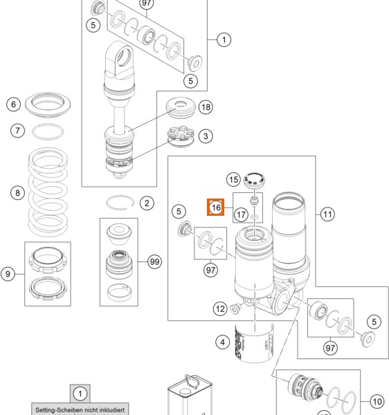 KTM Śruba z o-ringiem do zbiornika gazu M5x6 (2)