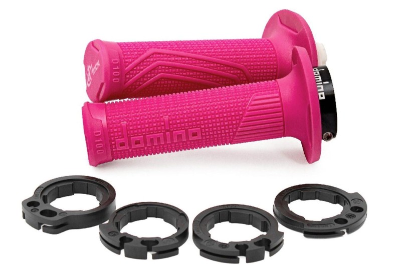 DOMINO MANETKI (GRIPY) OFF ROAD D-LOCK (Z ADAPTERAMI ROLGAZU - KTM, HUSQVARNA, GASGAS, HONDA, KAWASAKI, SUZUKI, YAMAHA) KOLOR POMARAŃCZOWY (1)