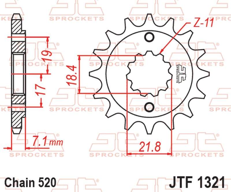 JT ZĘBATKA PRZEDNIA 2067 14 HONDA CRF 250 '13-'21, CRF 300 '21-'25, CBF 250 R '11-'19, CB 300 F / R '15-'25, CBR 300 R '14-'22, CMX 300 REBEL '17-'25, CF MOTO NK 250 '17-'25, SR 250 '21-'25, NK 300 '19-'25 (206714JT) (ŁAŃC. 520) (1)