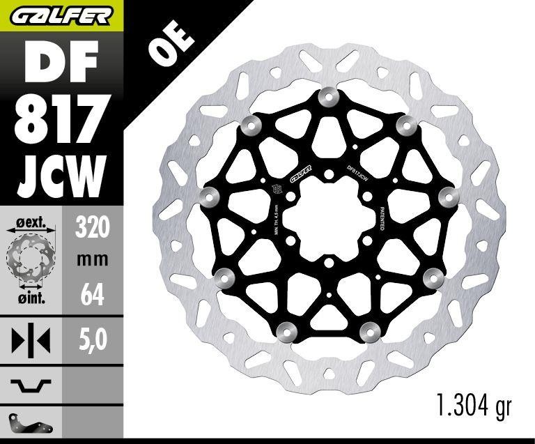 GALFER TARCZA HAMULCOWA PRZÓD BMW HP 4 2012- S 1000R/RR 09-23 MOTO GUZZI 1400 AUDACE 2015- 1400 CALIFORNIA 13- (PRAWA) (WAVE FLOATING) (320X64X5MM) (1)