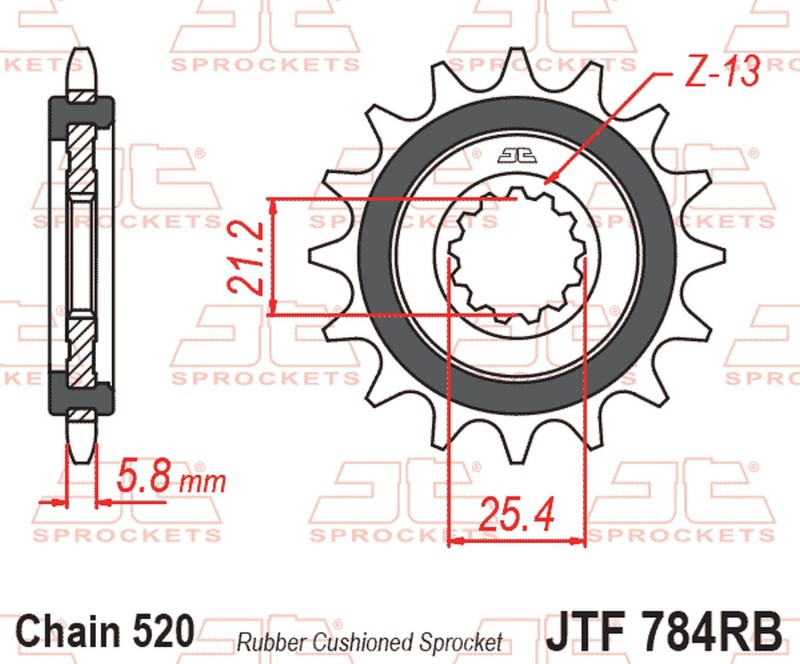 JT ZĘBATKA PRZEDNIA Z GUMĄ CF MOTO NK 650 '16-'24, CL-X 700 '21-'25, BENELLI TRK 702 / X EURO 5 '23-'24, (ŁAŃC. 520) (1)