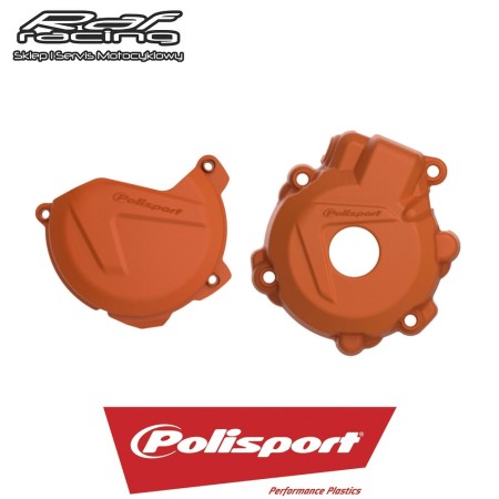 Polisport 90979 Zestaw osłon pokrywy alternatora i sprzęgła (dekla) KTM EXCF XCF 250/350 '1416 Husqvarna FE 250/350 '1416 KOLOR POMARAŃCZOWY (8447800002 + 8461300002)