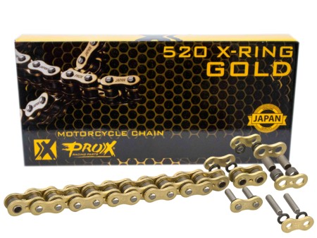 PROX ŁAŃCUCH NAPĘDOWY 520 XRING GOLD 120 OGNIW KOLOR ZŁOTY (OTWARTY + ZAPINKA) (37,8KN)