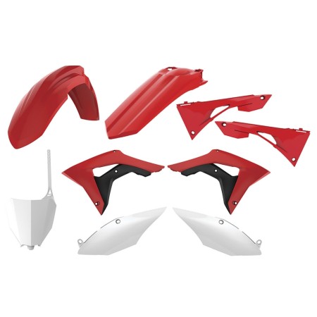 POLISPORT WYPRZEDAŻ KOMPLET PLASTIKÓW HONDA CRF 250R '18'21; CRF 450R '17'20 KOLOR CZERWONO BIAŁY OEM