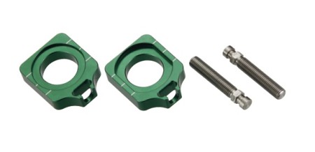 Obrazek dla: ACCEL NAPINACZ TYLNEJ OŚKI ZE ŚRUBĄ KAWASAKI KXF 250/450 '04'14 KOLOR ZIELONY (KPL.2SZT.)