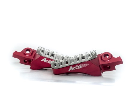 ACCEL PODNÓŻKI HONDA CRF 250/450R,X '04'17,CRF150R '07'16,CR125/250 '02'07,ALUMINIUM 7075,KOLOR CZERWONY,REGULOWANA SZEROKOŚĆ
