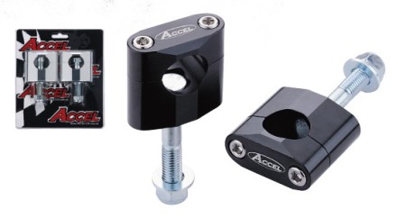ACCEL MOCOWANIE/PODWYŻKI KIEROWNICY (22,2MM) WYS. 34MM ZE ŚRUBĄ M12 KOLOR CZARNY (BM02BK22)
