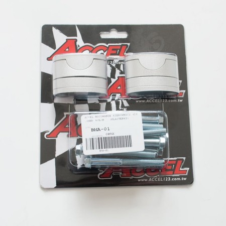 ACCEL MOCOWANIE/PODWYŻKI KIEROWNICY (DÓŁ28,6/GÓRA28,6MM) (PLASTERKI 18+5+10+6=39MM) KOLOR SREBRNY (BMA01SV)