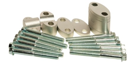 ACCEL MOCOWANIE/PODWYŻKI KIEROWNICY (DÓŁ22,2/GÓRA22,2MM) (PLASTERKI 18+5+10+6=39MM) KOLOR SREBRNY (BMA02SV)